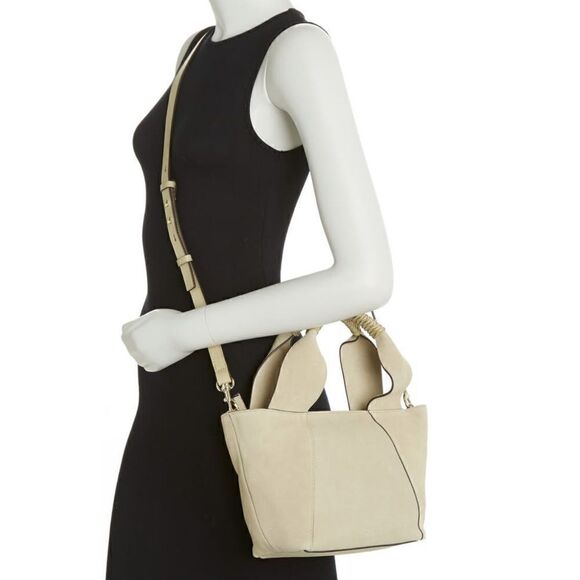 VINCE CAMUTO Janya Top Handle Leather Crossbody Tote Hobo Bag, Khaki, NWT - Picture 4 of 17
